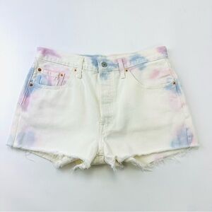 Levis 501 Originals tie dye pastel high waisted cutoff jeans Size 32